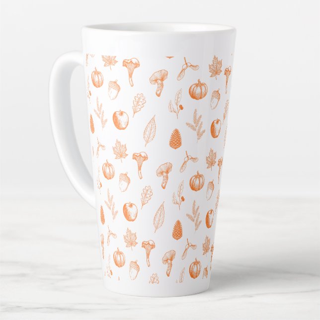 Taza De Café Latte Patrón Otoñal Acogedor (Ángulo izquierdo)