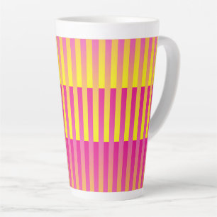 Taza De Café Latte Patrón rayado de Naranja amarillo rosado