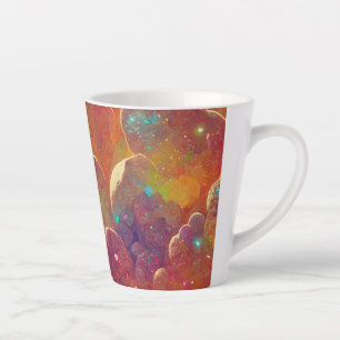 Taza De Café Latte Patrón repetitivo de nube cósmica naranja