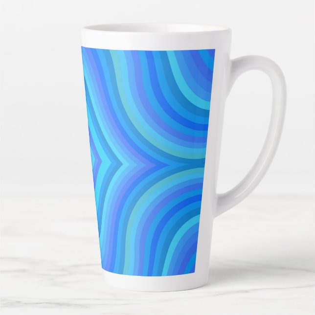 Taza De Café Latte Patrón retro azul (Derecha)