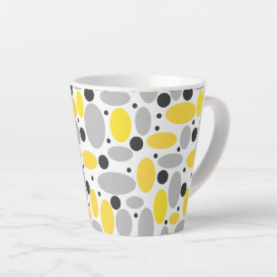 Taza De Café Latte patrón retro de frijol gris amarillo para decoraci