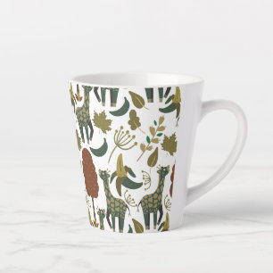 Taza De Café Latte Patrón sin fisuras   colorido patrón floral