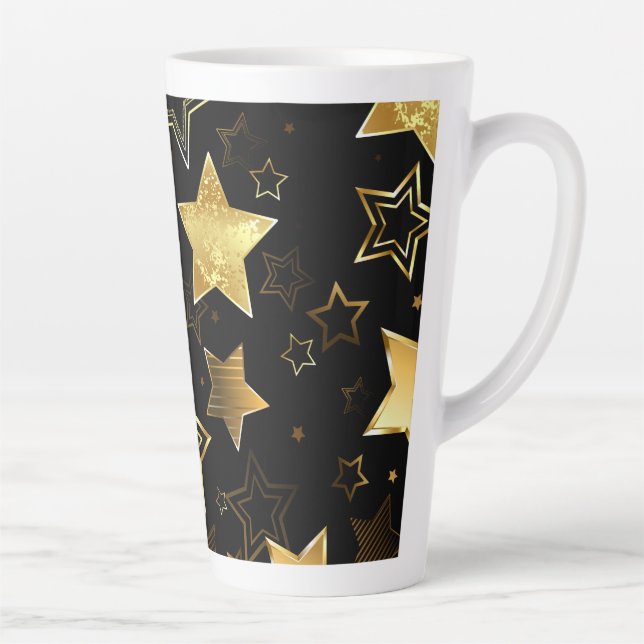 Taza De Café Latte Patrón sin foco con las estrellas doradas (Derecha)