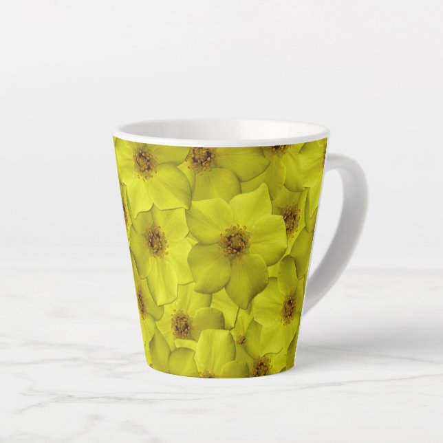 Taza De Café Latte Patrón sin soldadura de Shrubby Cinquefoil (Ángulo derecho)