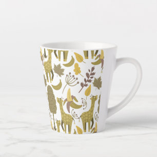 Taza De Café Latte Patrón sin soldadura Giraffe amarillo fondo blanco
