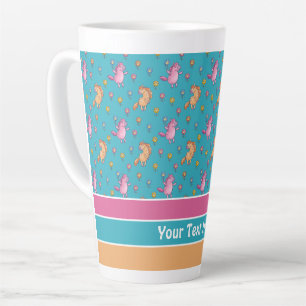 Taza De Café Latte Patrón singulares de Unicornios y flores de Bonito