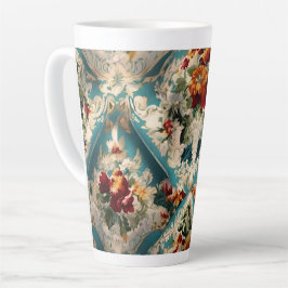 Taza De Café Latte Patrón sinusal floral italiano
