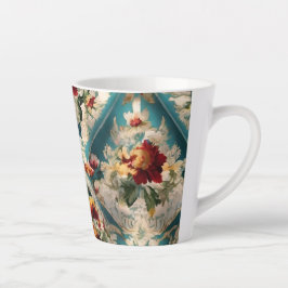 Taza De Café Latte Patrón sinusal floral italiano
