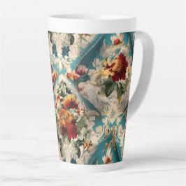 Taza De Café Latte Patrón sinusal floral italiano