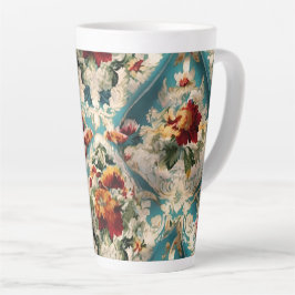 Taza De Café Latte Patrón sinusal floral italiano