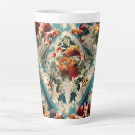 Taza De Café Latte Patrón sinusal floral italiano