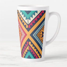 Taza De Café Latte Patrón tribal colorido