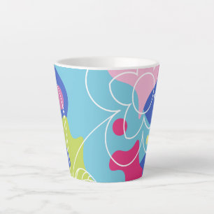 Taza De Café Latte Patrón vectorial de moda de una flor de verano en