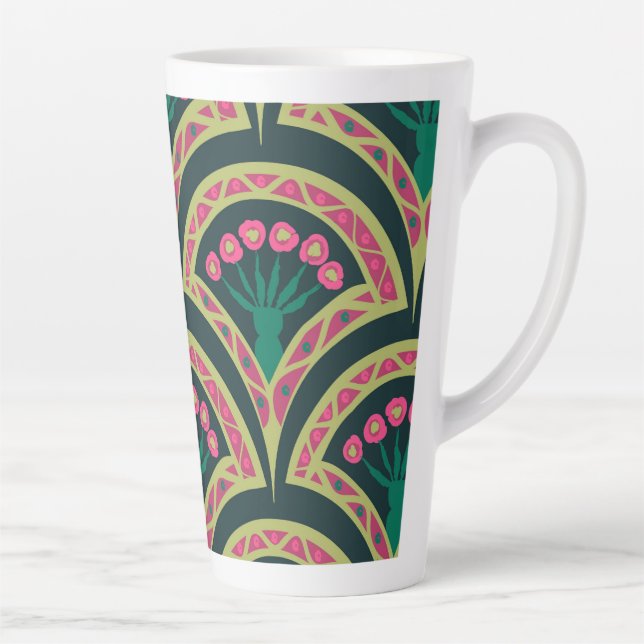 Taza De Café Latte patrón verde en forma de concha (Derecha)