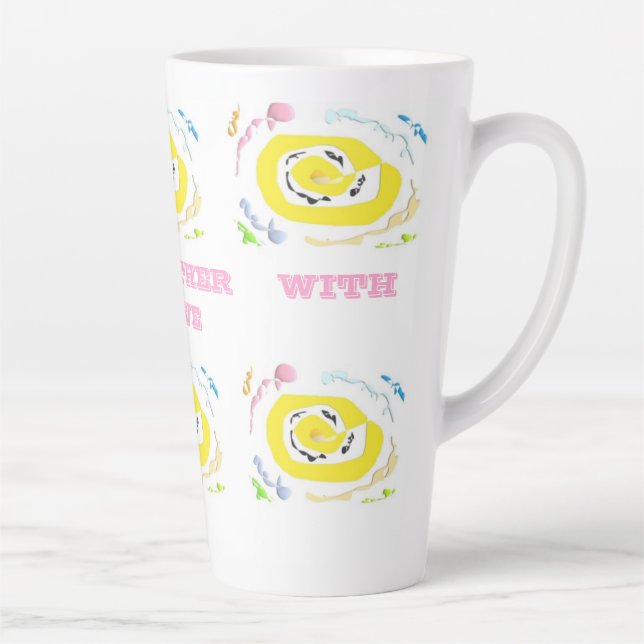 Taza De Café Latte patrones de flores amarillas adorables (Derecha)