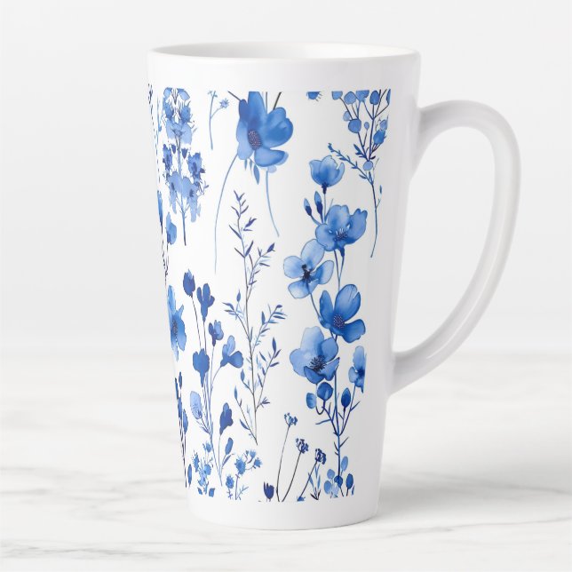 Taza De Café Latte Patrones de flores silvestres de papel francés-981 (Derecha)