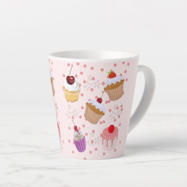Taza De Café Latte patrones de pastelitos (Ángulo derecho)