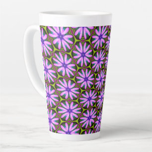 Taza De Café Latte Patrones margueritas púrpura
