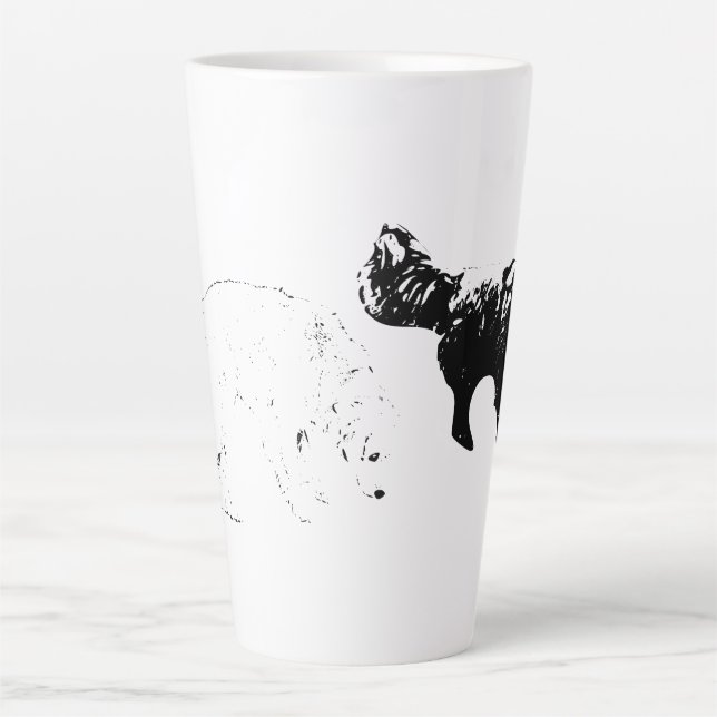 Taza De Café Latte Patrulla del aroma otoñal, dos perros (Anverso)