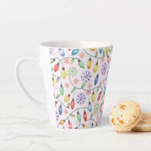 Taza De Café Latte Pattern Retro Christmas Lights