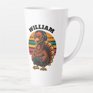 Taza De Café Latte Pavo de Acción de Gracias Retro Personalizado para