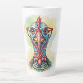 Taza De Café Latte Pavo Divertido con Gafas Caricatura Divertida