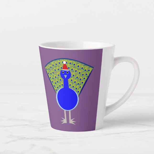 Taza De Café Latte Pavo real divertido de Navidad (Derecha)