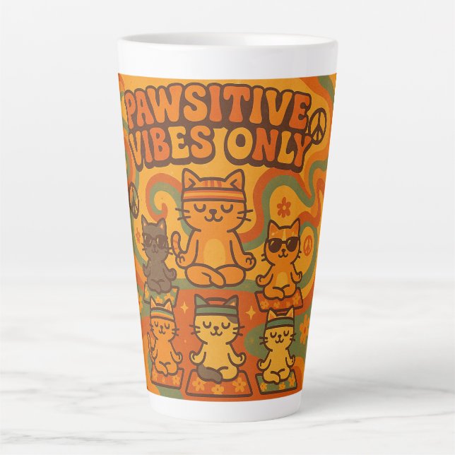 Taza De Café Latte Pawsitive Vibes Only (Anverso)