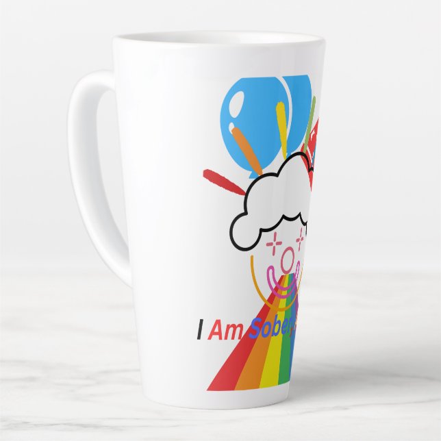 Taza De Café Latte Payaso: estoy sobrio otra vez (Ángulo izquierdo)
