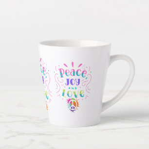Taza De Café Latte Paz amor alegría tazón café taza zen hippie