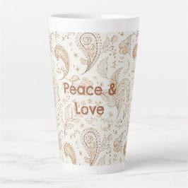 Taza De Café Latte Paz Amor Bohemio Hippie Sesenta Estampado de Paisl