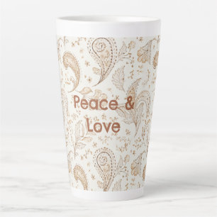 Taza De Café Latte Paz Amor Bohemio Hippie Sesenta Estampado de Paisl