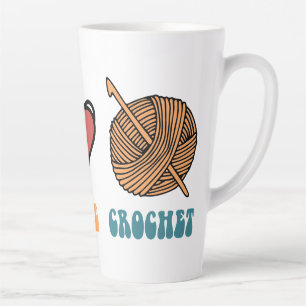 Taza De Café Latte Paz, amor, Crochet Latte Mug
