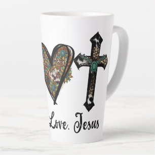 Taza De Café Latte Paz Amor Jesús