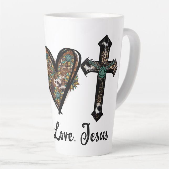Taza De Café Latte Paz Amor Jesús (Ángulo derecho)