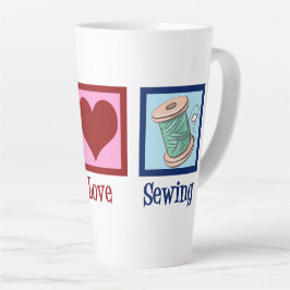 Taza De Café Latte Paz Amor Masticar Seamstress Cudo
