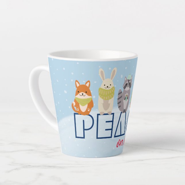 Taza De Café Latte Paz en la Tierra Animales de Woodland (Ángulo izquierdo)
