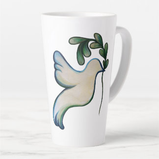 Taza De Café Latte Paz en la Tierra, paloma de esperanza