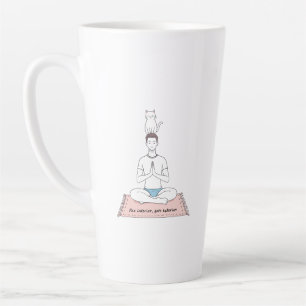 Taza De Café Latte Paz Interior, Gato Exterior