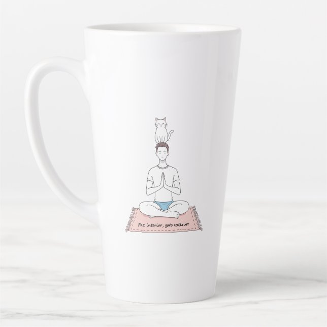 Taza De Café Latte Paz Interior, Gato Exterior (Izquierda)
