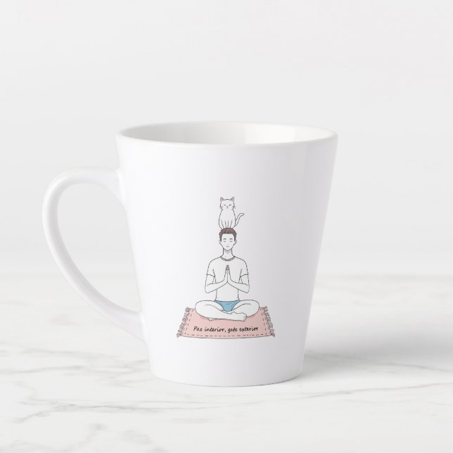 Taza De Café Latte Paz Interior, Gato Exterior (Izquierda)