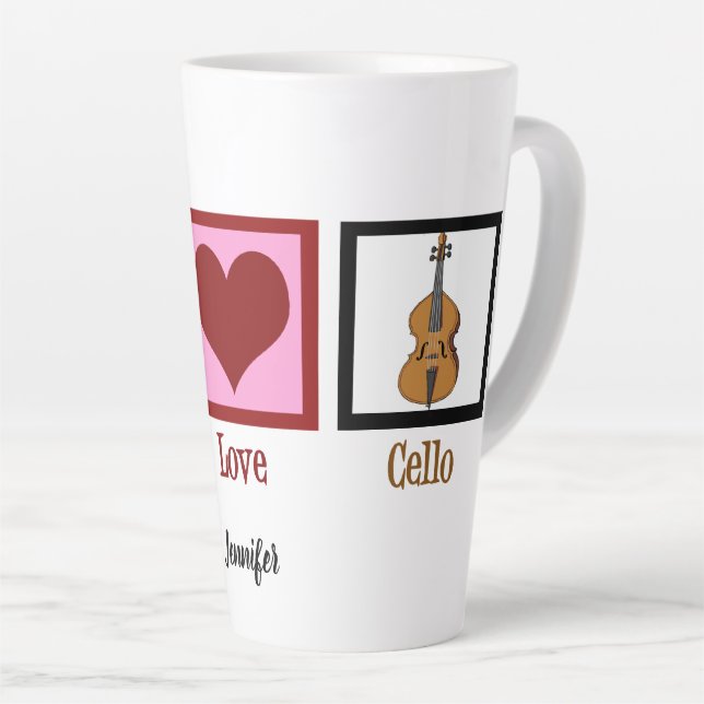 Taza De Café Latte Peace Love Cello (Ángulo derecho)