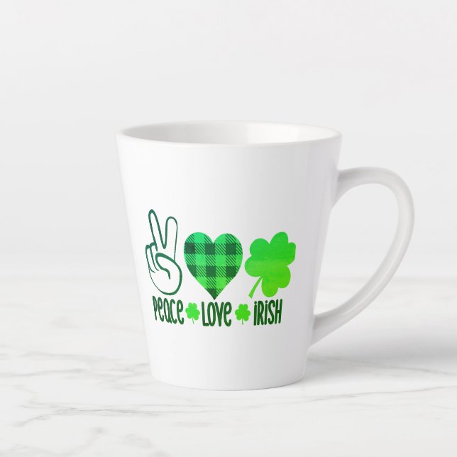 Taza De Café Latte Peace Love Irish-60682 (Derecha)