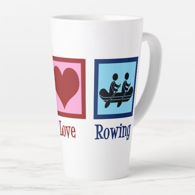 Taza De Café Latte Peace Love Rowing - Equipo Cute Crew (Ángulo derecho)