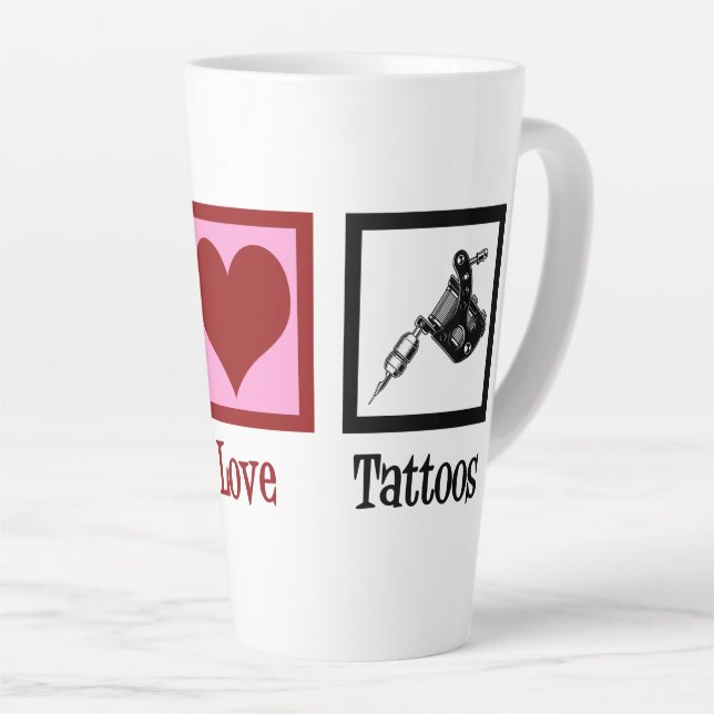 Taza De Café Latte Peace Love Tattoos Cute Tattoo Artista Gun (Ángulo derecho)