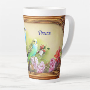 Taza De Café Latte Peace Parakeets