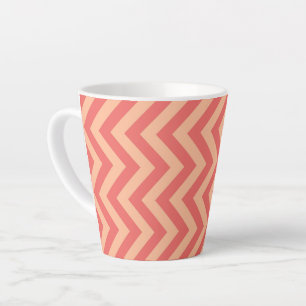Taza De Café Latte Peach and Cranberry Chevron