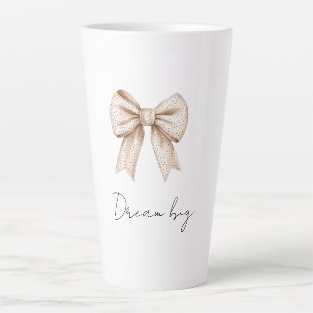Taza De Café Latte Peach White Bow (Anverso)