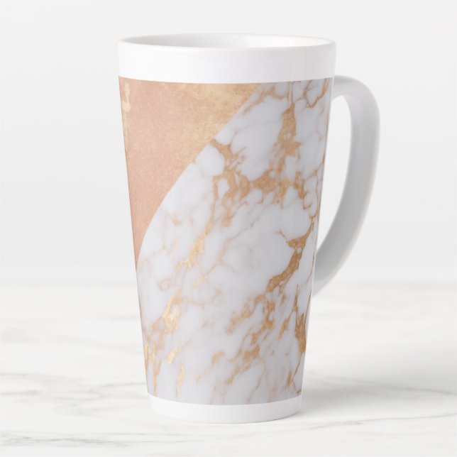 Taza De Café Latte Peachy Marble Elegance (Ángulo derecho)