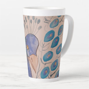 Taza De Café Latte Peacock Blue Latte Mug